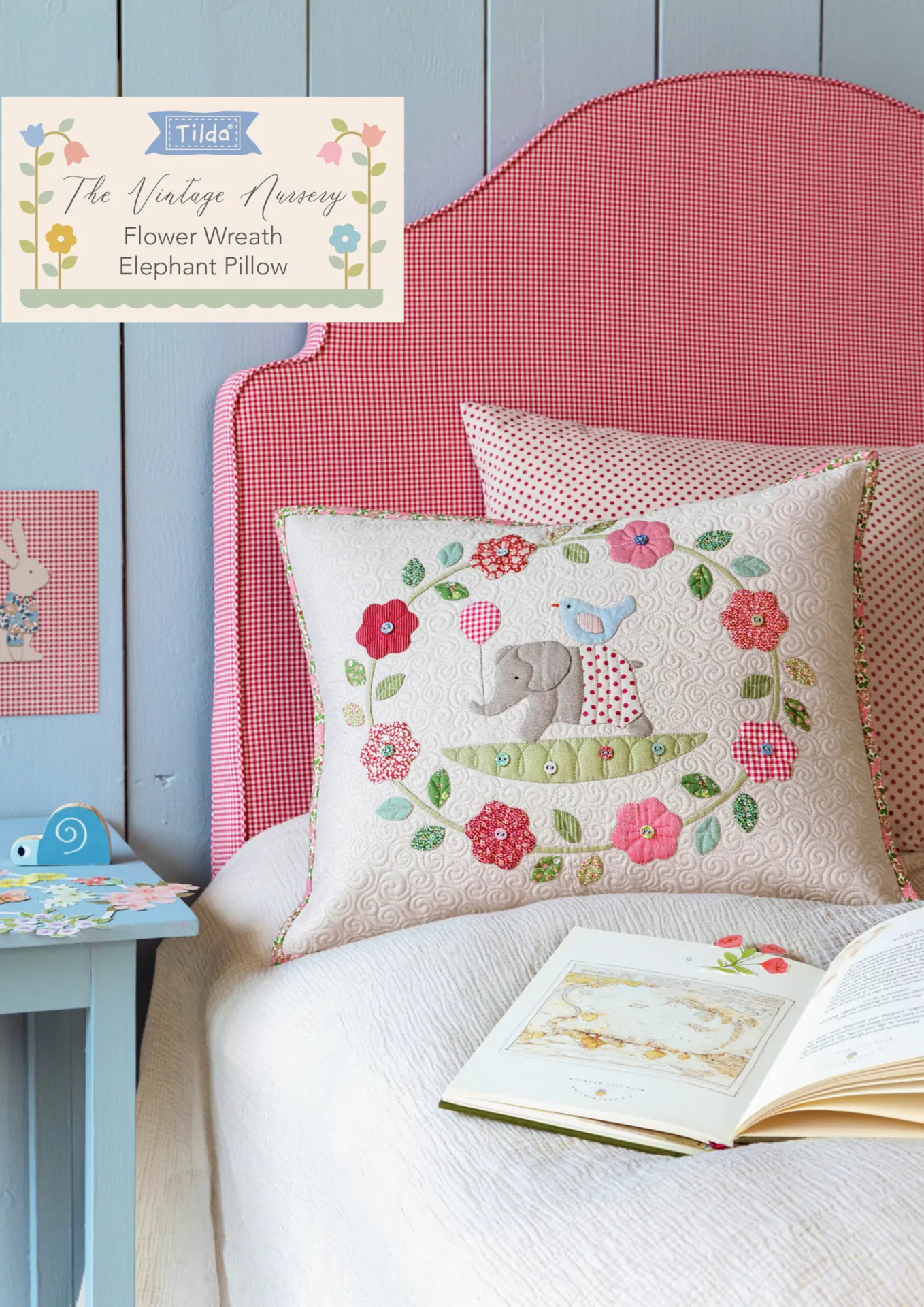 Flower Wreath Elephant Pillow Tilda