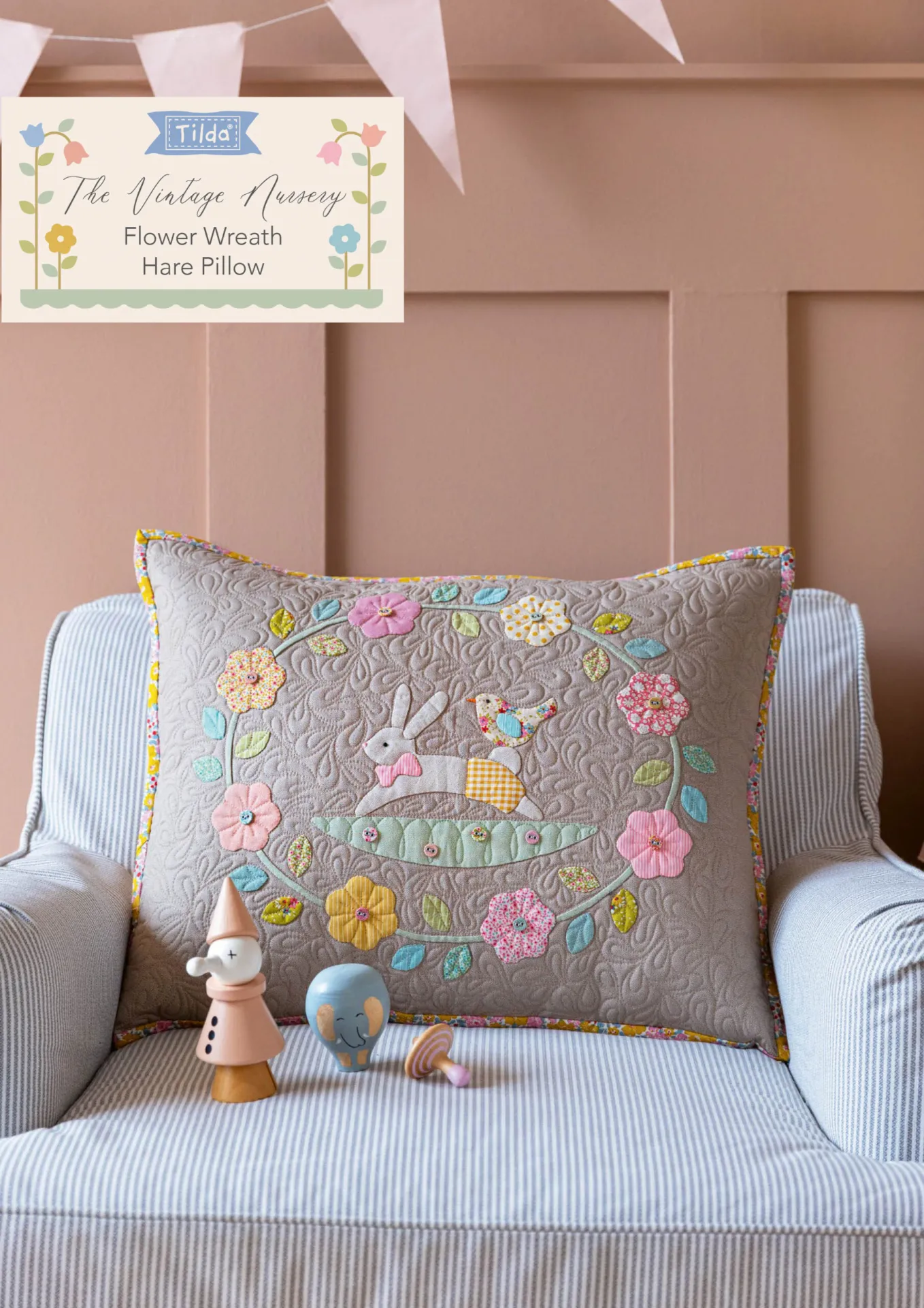 Flower Wreath Hare Pillow Tilda