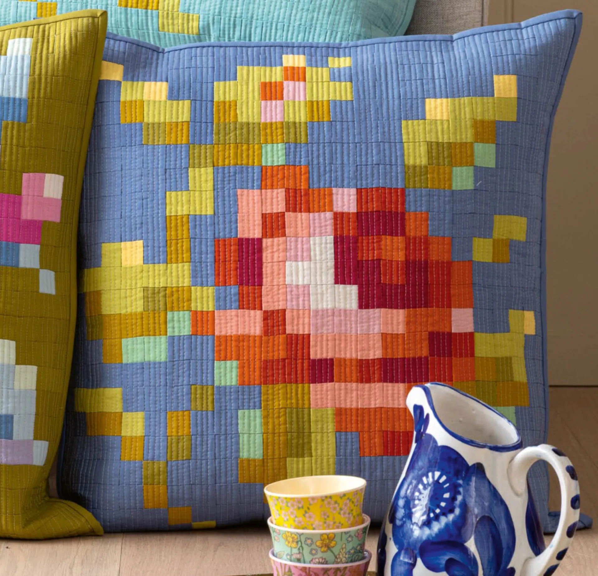 Garden Rose Embroidery Pillow Lupine Tilda