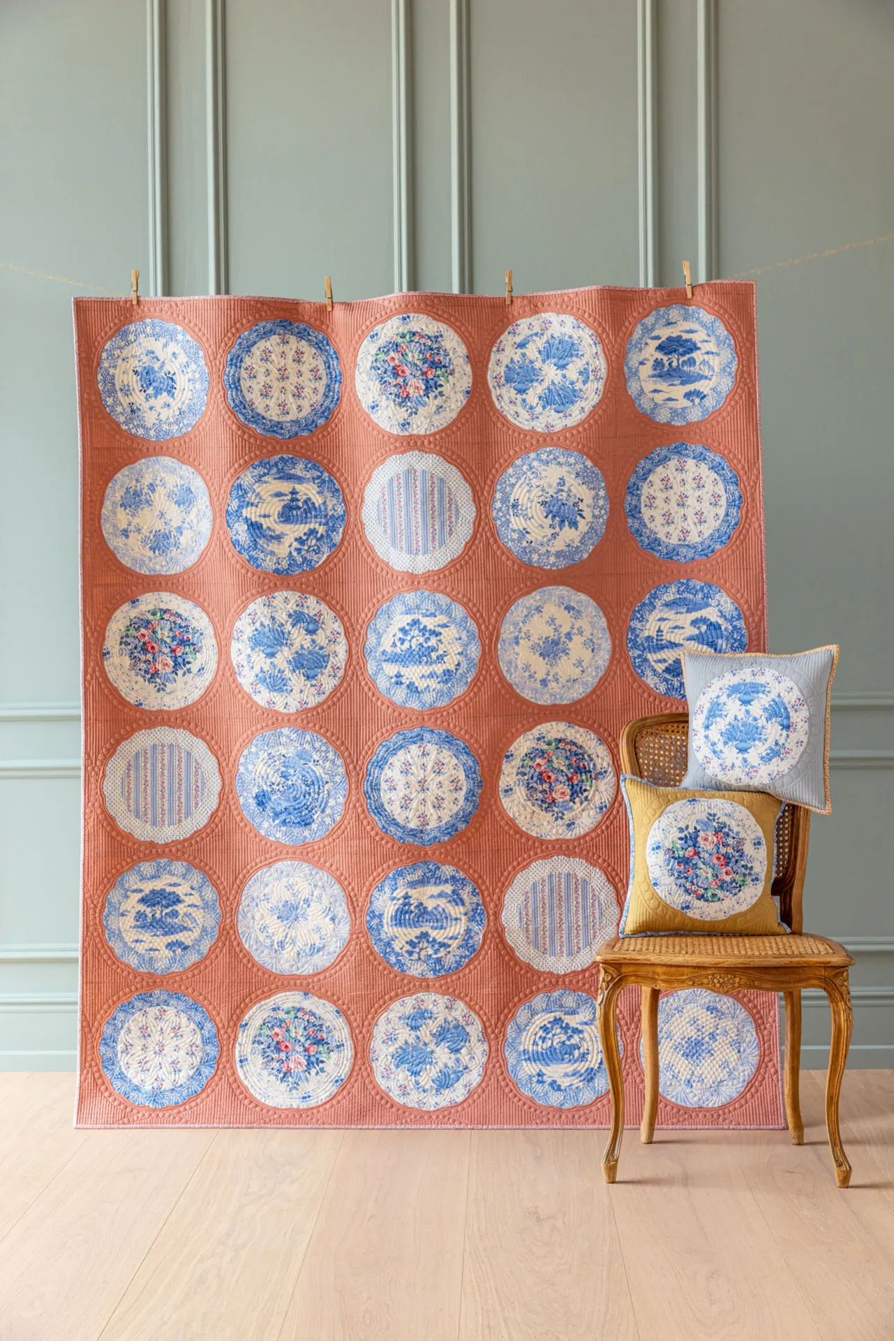 Something Blue-30-Plate collection Quilt terracotta hanging Tilda