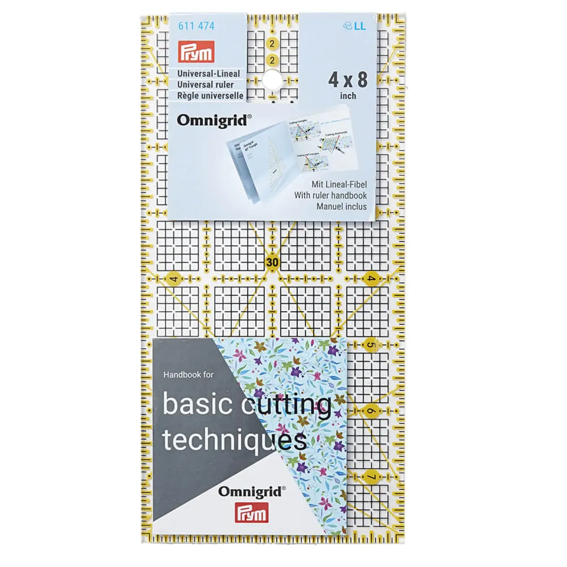 611474-2Prym Omnigrid uni liniaal 4x8.