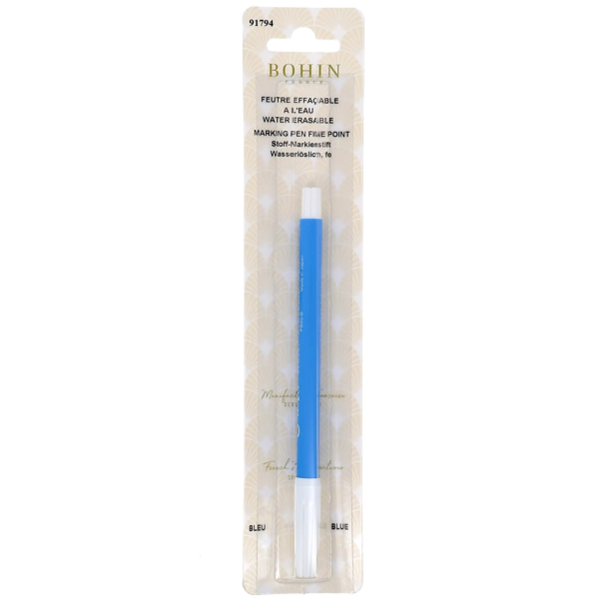 FABRIC MARKER  - WATER ERASABLE - BLUE, BOHIN.