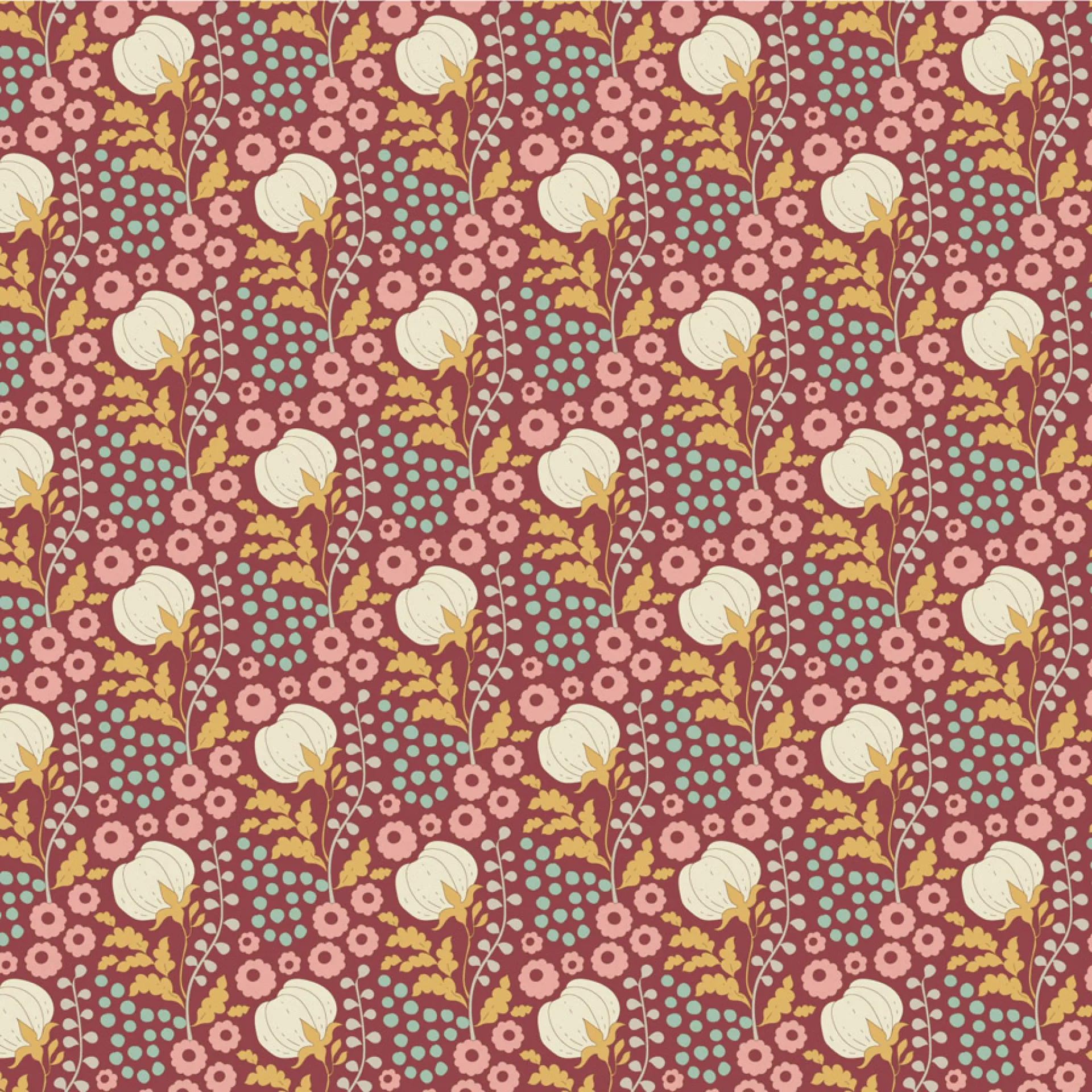 100564-Cottonfield-Maroon  Tilda fabric.