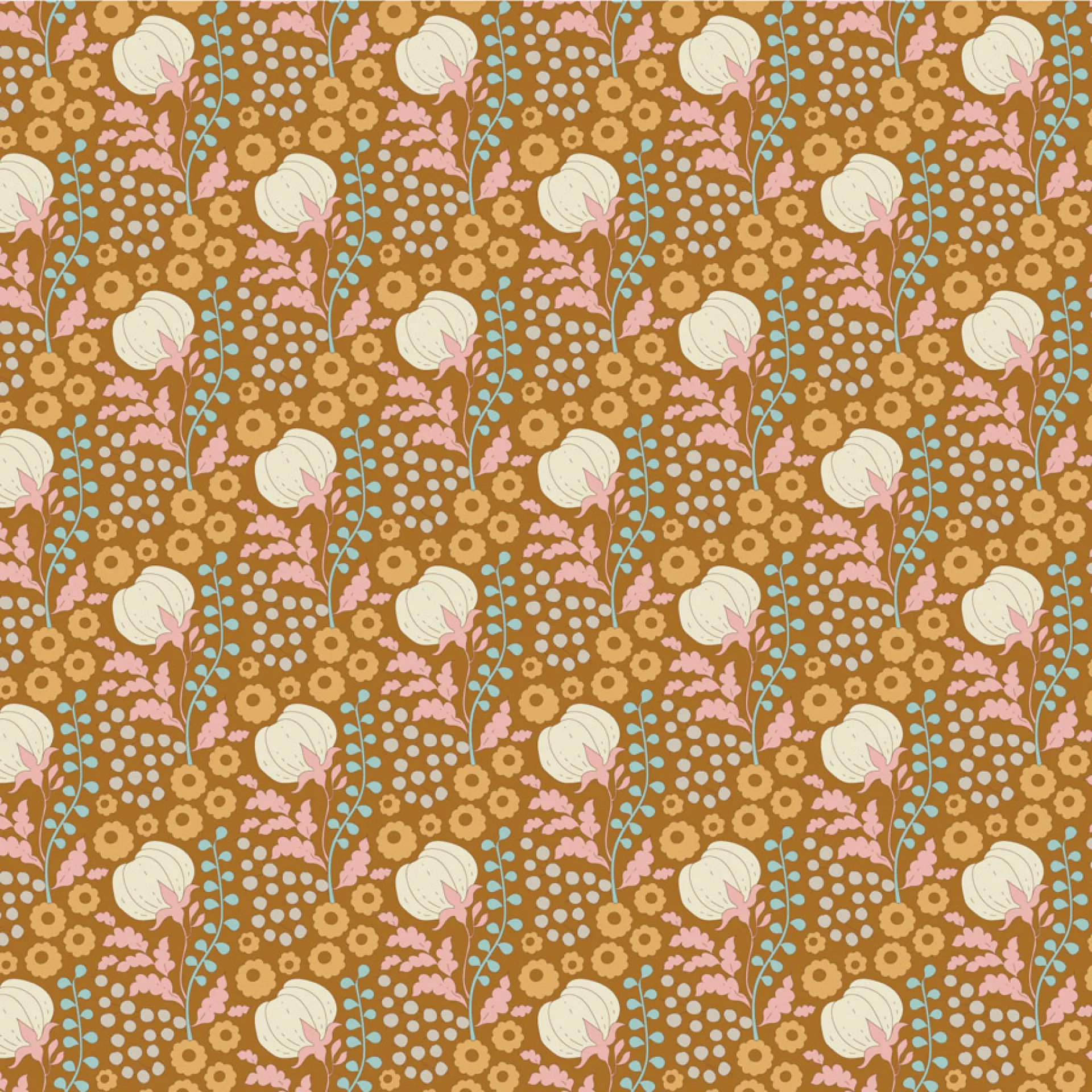 100569-Cottonfield-Ochre Tilda fabric.