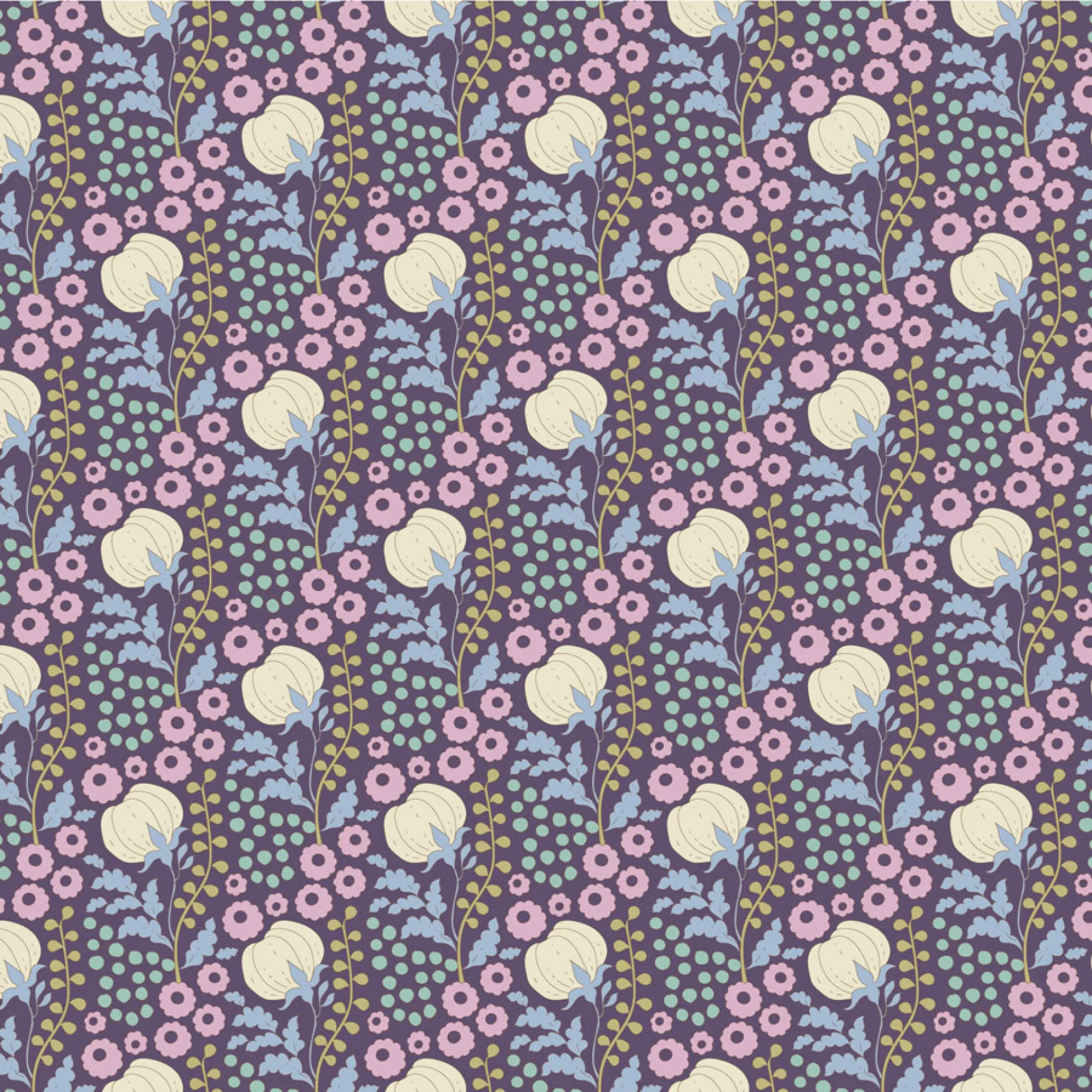 100574-Cottonfield-Eggplant Tilda fabric.