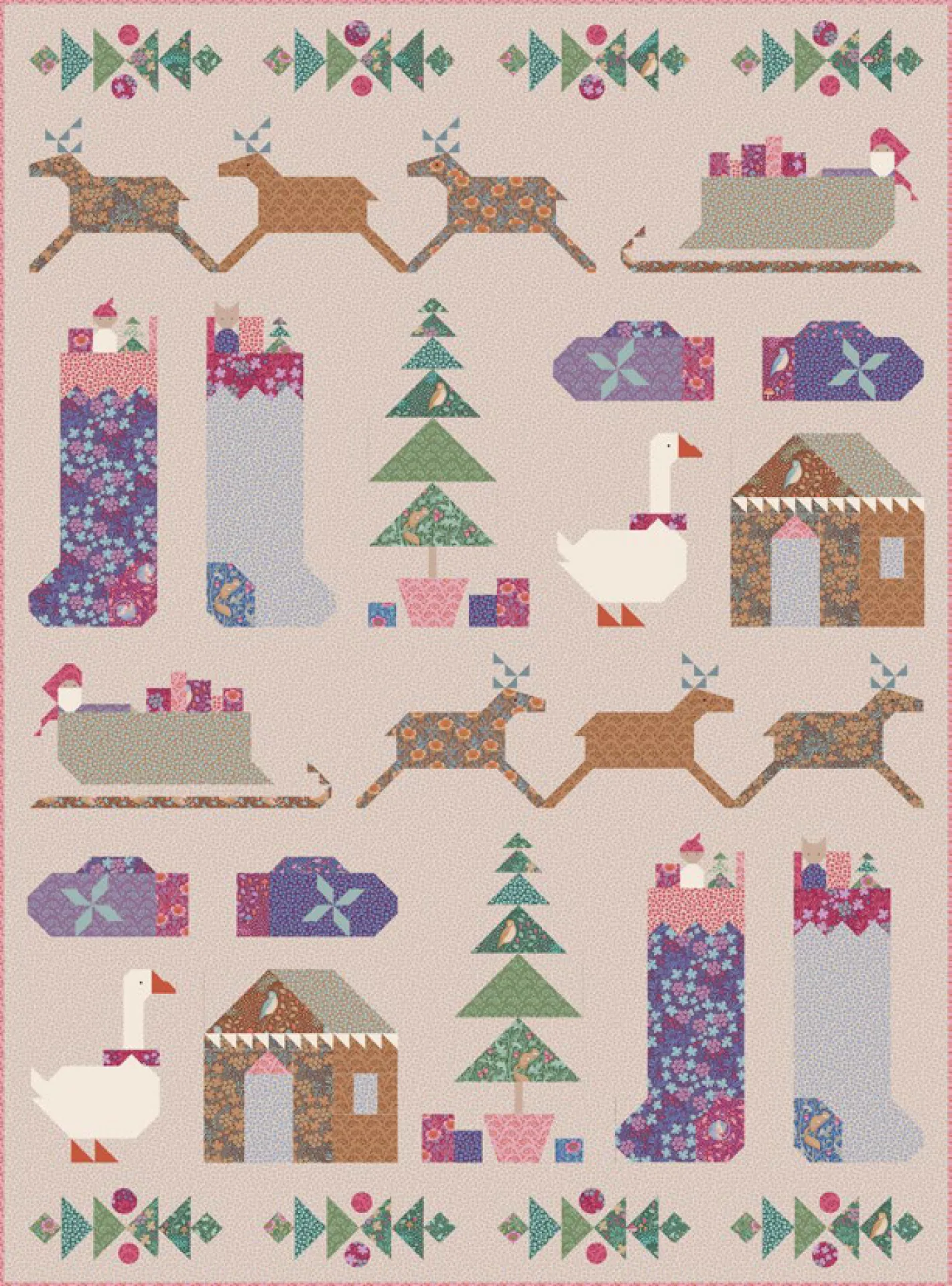 Happy Holidays Quilt (Beige).