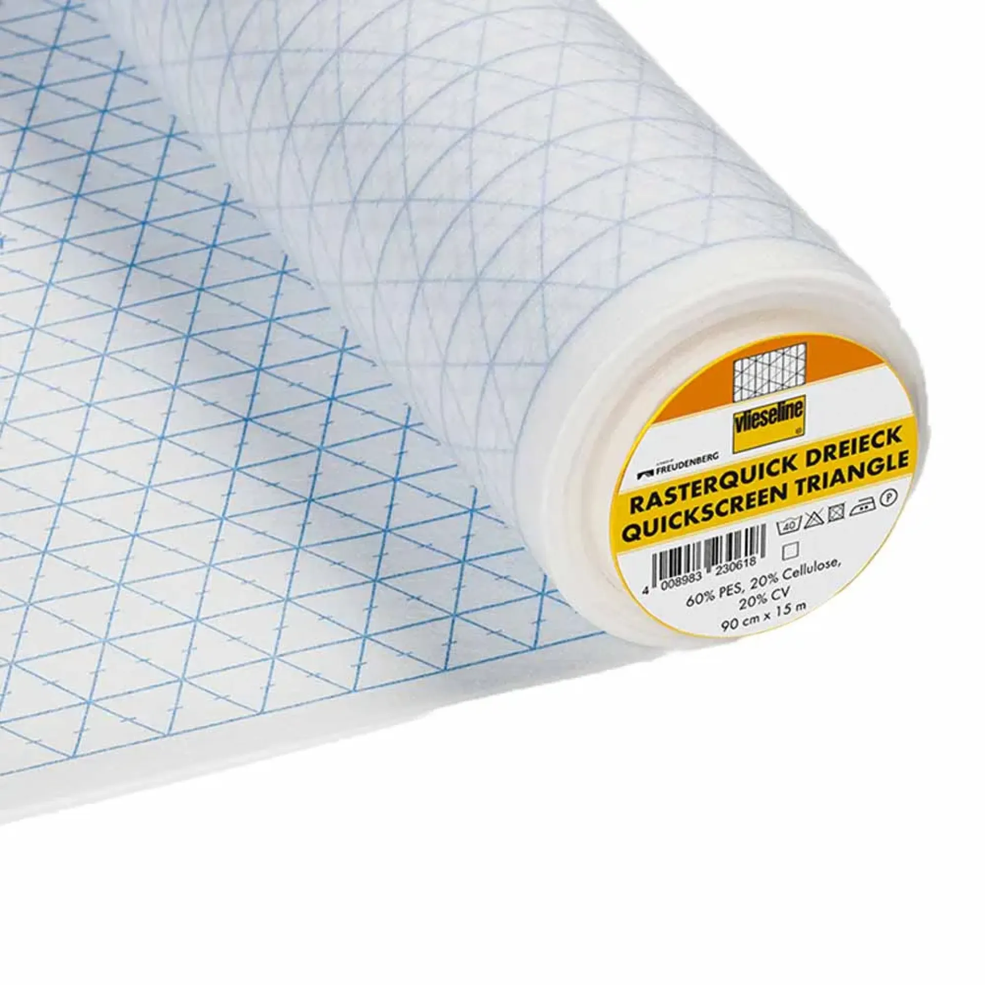 Vlieseline Rasterquick driehoek 90cm blauw.