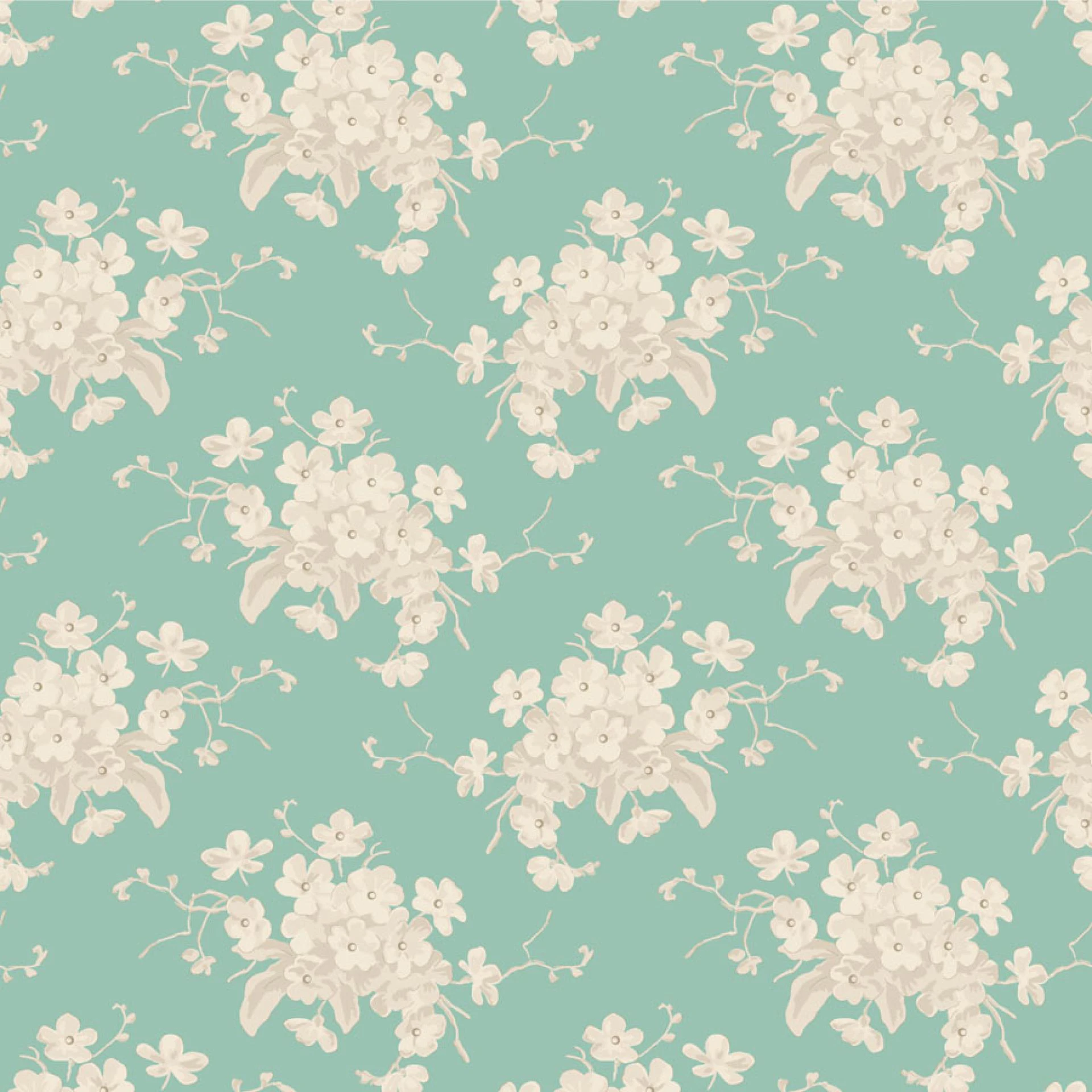 Tilda Sunday Brunch 100581-White-Flower-Teal.