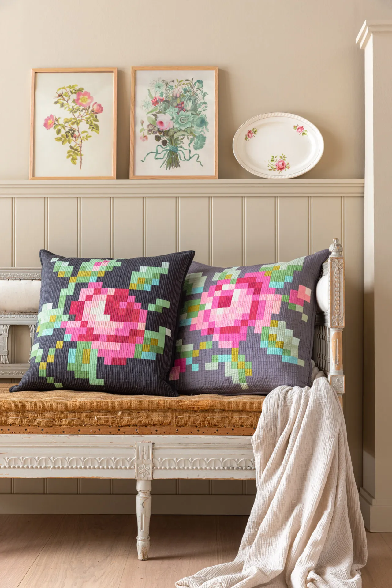 Tilda Wild Rose Embroidery Pillows-3.