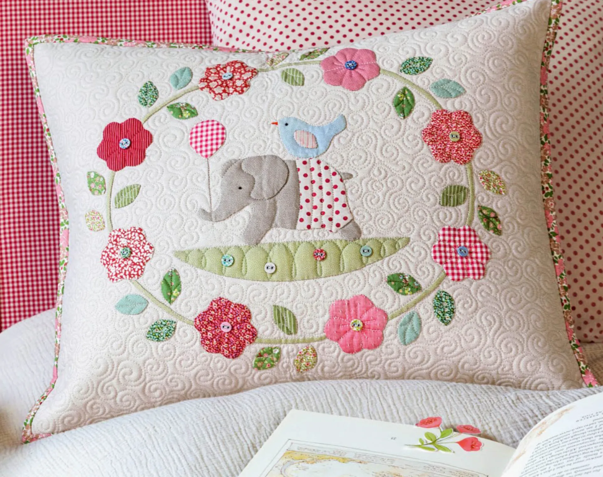 Flower Wreath Elephant Pillow B.