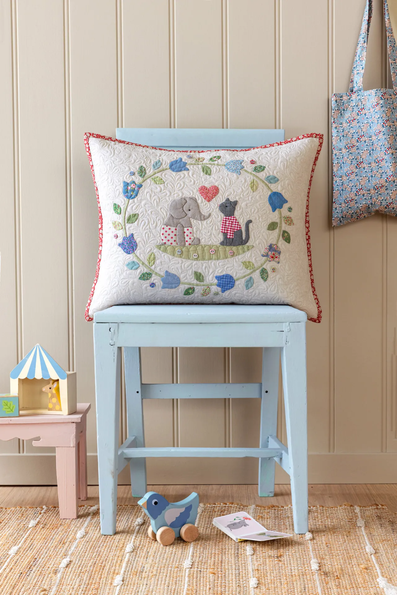 Tilda Bluebell Wreath Pillow.